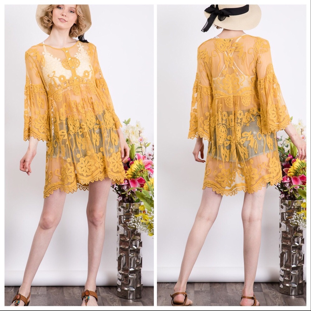 Anastasia Boho Lace Kimono Layering Tunic - Picture 2 of 8